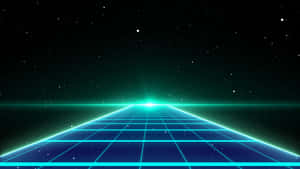 霓虹網格延伸至星空，地平線發光