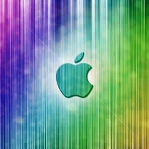 青綠色Apple標誌在彩虹漸變背景上，帶有垂直光條。 — iPad Air 13 壁紙