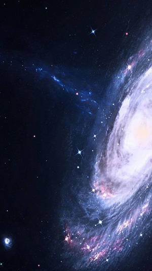 一個在深空中帶有發光星星和宇宙塵埃的螺旋星系。