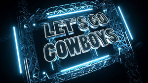 舞台桁架上帶有藍色燈光的霓虹燈牌寫著 LET'S GO COWBOYS。 — 牛仔 壁紙