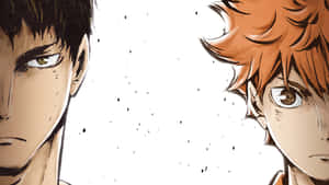 兩個表情激烈的動漫男孩互相凝視。
