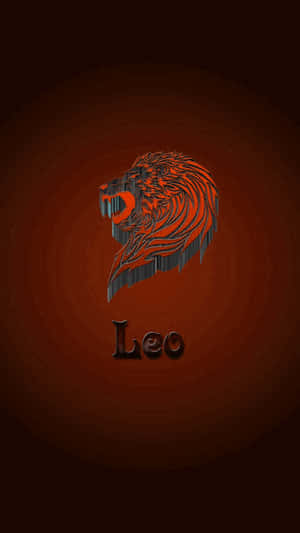 風格化的獅子星座符號，在深紅色漸變背景上帶有「Leo」字樣。