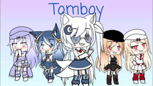 五個穿著Tomboy風格和色彩繽紛服裝的Q版動畫女孩。