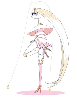 長髮粉紅服裝的動漫角色優雅站立。 — 藝術 壁紙