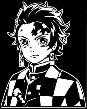 黑白動畫角色，有尖刺頭髮同格仔制服。