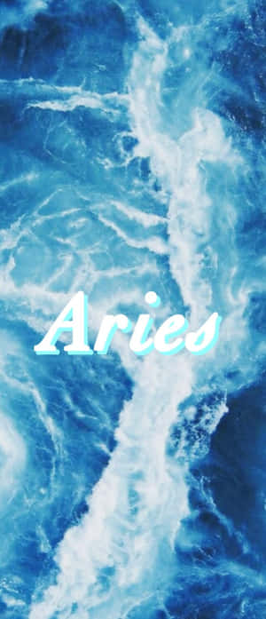 帶有發光 Aries 文字的海浪 — 沙灘 壁紙