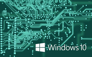 發光電路板背景上的Windows 10標誌