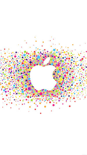 在白色背景上形成Apple標誌的彩色點狀圖案