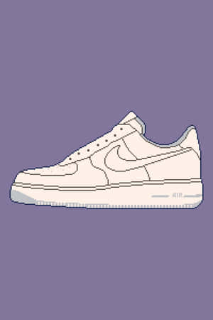 像素化的白色Nike Air Force 1運動鞋，背景為紫色。