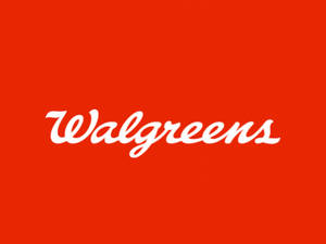 紅色背景上的白色Walgreens標誌