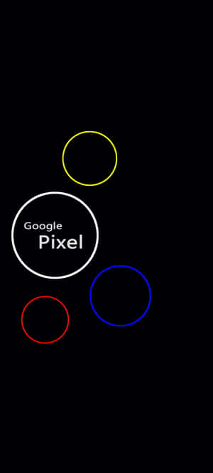 四個彩色圓圈，白色圓圈內有Google Pixel文字，背景為黑色。