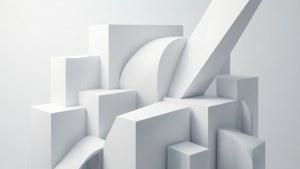 白色幾何形狀的極簡抽象雕塑，帶有柔和陰影。 — 白色美學gif 壁紙
