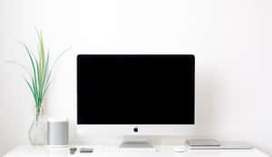 乾淨現代桌面，配有 iMac、植物和科技配件。
