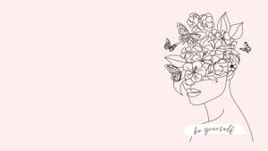 女性側面輪廓，帶有花卉和蝴蝶圖案，以及「做自己」文字。
