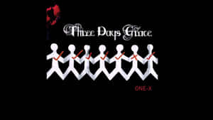 Three Days Grace 專輯封面，帶有紙鏈人物和紅色標記。 — 瀑布 壁紙