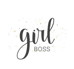 白色背景上以黑色字體和金色閃粉點綴的 girl boss 勵志短語。