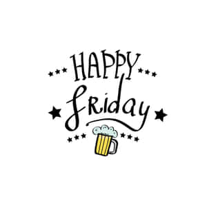 帶有啤酒杯和星星插圖的 Happy Friday 祝福語。 — 耶穌受難日 壁紙