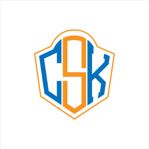 六邊形盾牌標誌中的藍色和橙色CSK字母組合。 — 巴基斯坦板球 壁紙