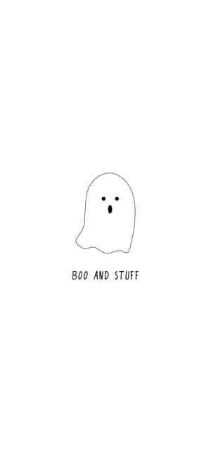 一個簡單的黑色線條鬼魂，下方有文字寫著boo and stuff。