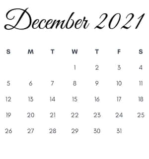 2021年12月月曆，日期以網格排列，並帶有手寫體標題。 — 十二月 GIF 壁紙