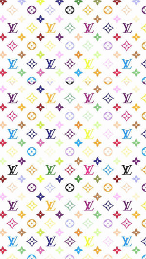 白色背景上色彩繽紛的路易威登字母組合圖案。 — 圖案 壁紙