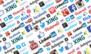 社交媒體圖標集合，包括 Facebook、Twitter、Instagram 和 YouTube。 — 電腦 GIF 壁紙
