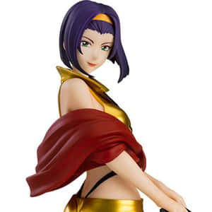 紫髮綠眼的女性角色動漫人偶，穿著金色和紅色的服裝。 — 施嘉莉·祖安遜 壁紙