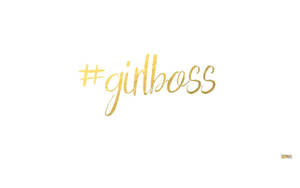 白色背景上的金色閃粉 hashtag girlboss 文字