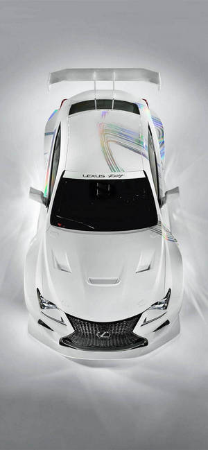 工作室中帶有彩虹圖案的白色 Lexus LFA 俯視圖。