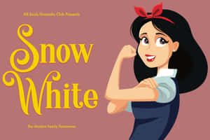 白雪公主卡通角色彎曲二頭肌，頭髮上戴著紅色蝴蝶結。 — 愛麗絲夢遊仙境 壁紙
