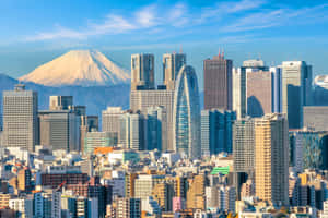 晴朗日子裡，以富士山為背景的東京天際線。 — 天際線 壁紙