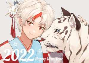 穿著和服的動漫角色為2022年新年輕撫白虎 — Himiko toga GIF 壁紙
