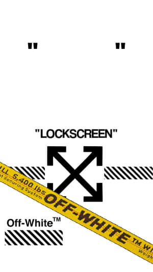 白色背景上帶有箭頭和警告膠帶的 Off-White 標誌