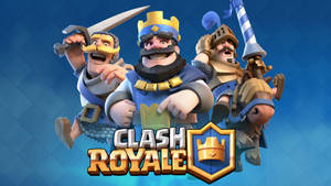 三個動畫戰士身穿盔甲手持武器，帶有Clash Royale標誌