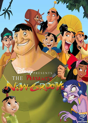迪士尼動畫電影《The Peasant's New Groove》的海報，叢林背景中充滿歡樂的角色。 — 卡通 壁紙