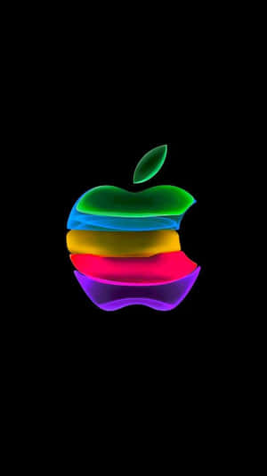 黑色背景上的發光彩虹Apple標誌