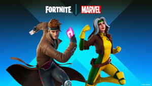 Fortnite 和 Marvel 角色以動作姿勢呈現，帶有發光效果。