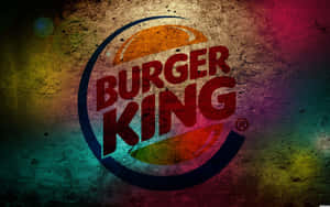 Burger King 標誌在彩色 grunge 背景上，帶有粗體紅色文字。