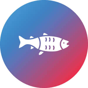 彩色漸變圓形背景上的白色魚圖示