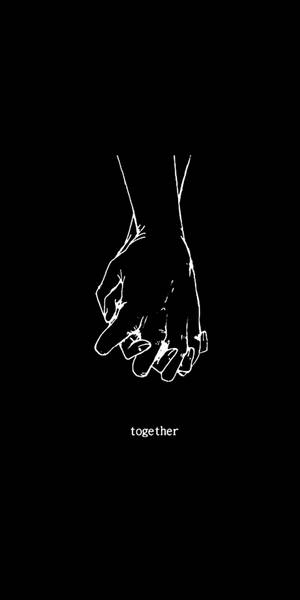 兩隻手緊握在一起，以極簡白色線條繪製，下方有together字樣。 — 愛就是愛 壁紙