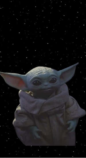 戴帽長袍的Baby Yoda，背景是星空太空。 — 寶寶尤達 壁紙