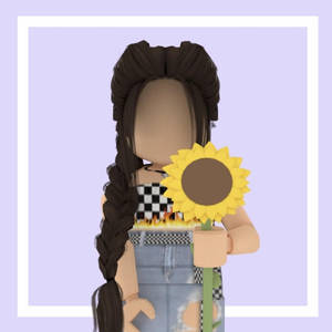 Roblox頭像在薰衣草背景前拿著向日葵