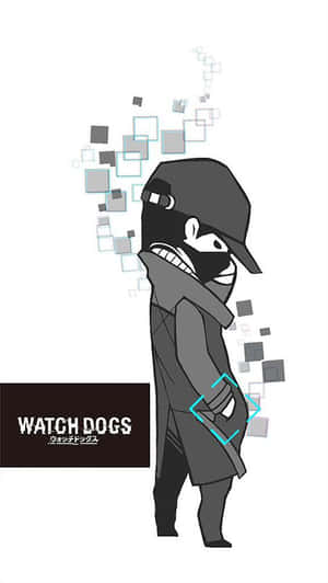 來自 Watch Dogs 的動漫角色，周圍漂浮著數位方塊。