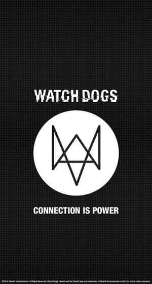 Watch Dogs標誌及「連接就是力量」標語，置於黑色紋理背景上。