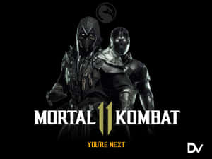來自Mortal Kombat 11的兩名戴面具的戰士，身穿暗色盔甲，眼睛發光。