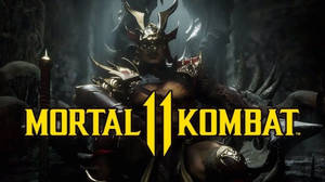 黑暗洞穴中的裝甲戰士與Mortal Kombat 11標誌