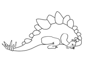 躺臥劍龍的黑色線條畫，供填色用。 — 插畫 壁紙