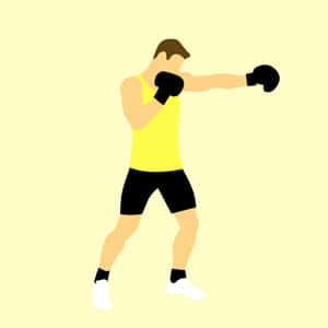 身穿黃色背心和黑色短褲的拳擊手揮出一拳。