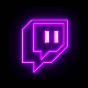 紫色霓虹燈 Twitch 標誌在黑色背景上發光