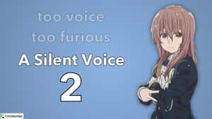 粉紅色頭髮的動漫女孩穿著校服，站在「A Silent Voice 2」文字旁邊。